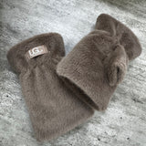 Faux Fur plush Fingerless Gloves - Mocha Mousse