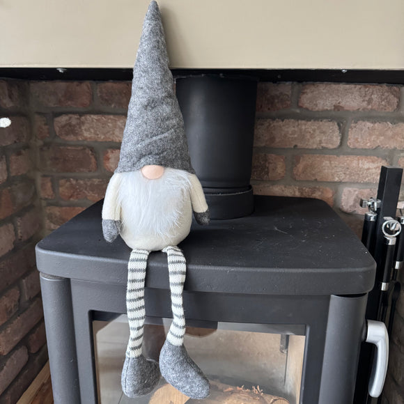 Grey & Cream Fabric Sitting Gonk with Dangly legs