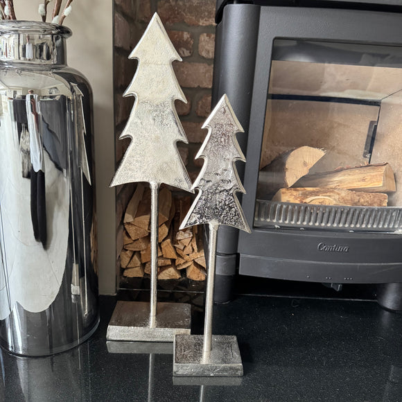 Standing Silver Metal Tall Tree - 2 sizes