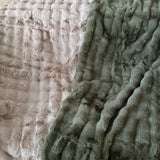 Malini Faux Soft Square Raffles Cushion - Sage