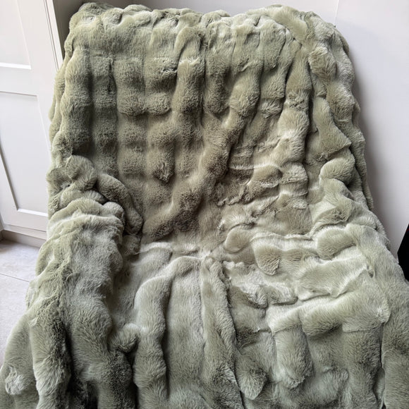 Malini Faux Soft Square Raffles Throw - Sage