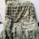 Malini Faux Soft Square Raffles Throw - Beige