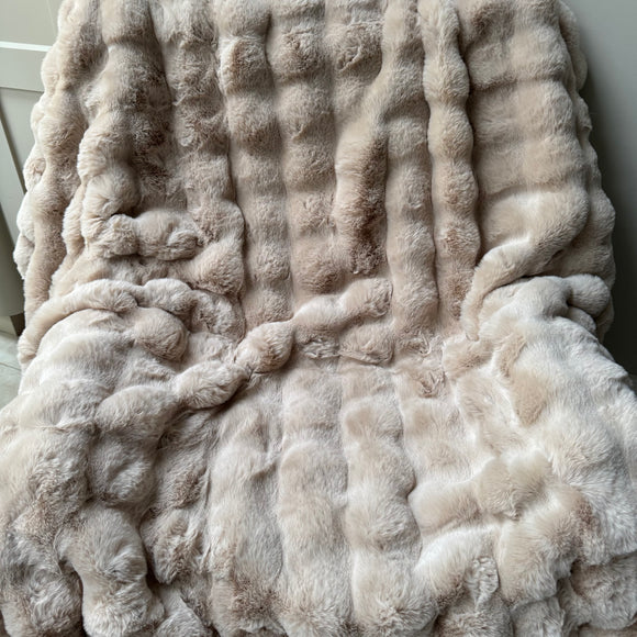Malini Faux Soft Square Raffles Throw - Beige