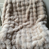 Malini Faux Soft Square Raffles Cushion - Beige