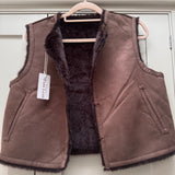 Reversible Faux Suede & Fur Gilet - Chocolate