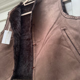 Reversible Faux Suede & Fur Gilet - Chocolate