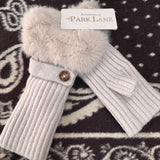 Faux Fur Knit Fingerless Button Gloves - Chocolate