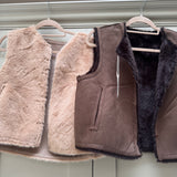 Reversible Faux Suede & Fur Gilet - Chocolate