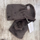 Faux Fur plush Fingerless Gloves - Chocolate