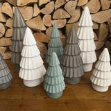 Rough Ceramic Tiered White Trees - 3 sizes