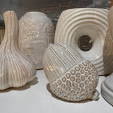 Off White Rustic textured Glazed ceramic Acorn laying on its side 9.5cm with intricate detail