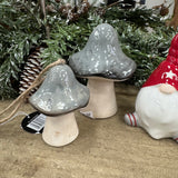 Ceramic Grey Pointed Mushroom 7cm Hanging Decoration