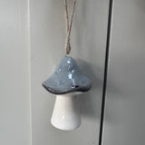 Ceramic Grey Pointed Mushroom 7cm Hanging Decoration