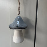 Ceramic Grey Pointed Mushroom 7cm Hanging Decoration