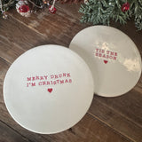 Christmas White glazed ceramic Coasters 10cm&nbsp;
Available in 2 quotes in red text; 'Tis the Season' &amp; 'Merry Drunk I'm Christmas'