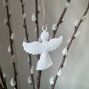 Small hanging White enamel Angel