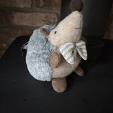 Small Fur Hedgehog With Bow 18cm