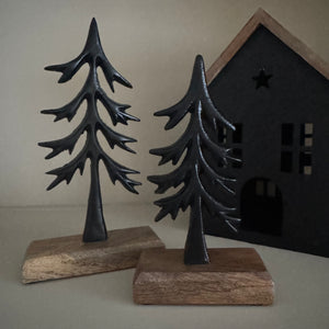 Black Metal Tree on Wooden Base - 2 sizes