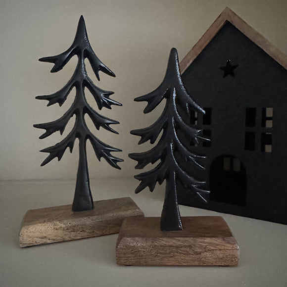 Black Metal Tree on Wooden Base - 2 sizes