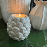 Off White Ceramic Pinecone T-light Holder 10cm