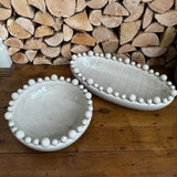 Cream Bobble Oval Bowl 57cm