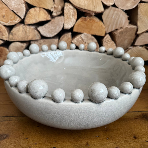 Cream Bobble Round Bowl 37cm