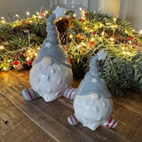 Ceramic glazed Gonk wearing a Grey twisted Hat
Available in 2 sizes: Small 10cm &amp; Large 15.5cm