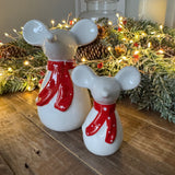 Ceramic White glazed Mouse with Red Scarf
Available in 2 sizes: small 9cm &amp; large 14cm