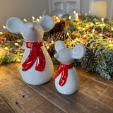 Ceramic White glazed Mouse with Red Scarf
Available in 2 sizes: small 9cm &amp; large 14cm