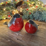 Ceramic Rustic Red Robin Ornament - 2 sizes