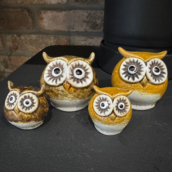 Ceramic Rustic Woodland Round Owls with big eyes

Available in 2 colours - Yellow & Brown

Available in 2 sizes -  Small 5cm & Large 7.5cm