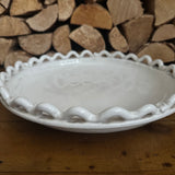 White Distressed Ceramic Wave Display Plate 40cm