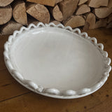 White Distressed Ceramic Wave Display Plate 40cm