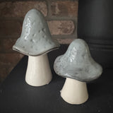Grey Pointed Mushroom Glazed Decorations - 2 sizes