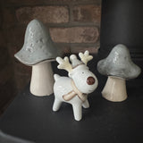 White Ceramic Reindeer with Grey Hat - 2 sizes