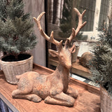 Rustic polyresin textured Resting Deer figurine in a warm earthy brown tones H36cm&nbsp;
