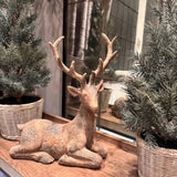Rustic polyresin textured Resting Deer figurine in a warm earthy brown tones H36cm&nbsp;