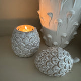 Off White Ceramic Pinecone T-light Holder 10cm