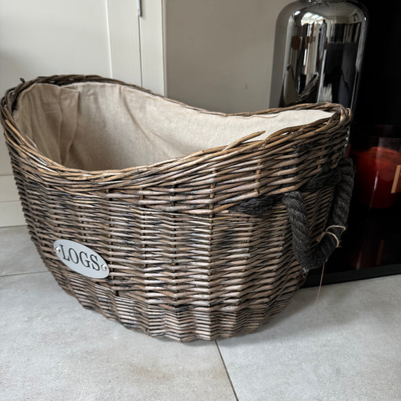 Oval Large Wicker Log Basket