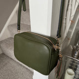 Faux Leather Cross Body Bag with Tassel L21cm

Colour - Olive