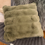 Malini Faux Soft Square Raffles Cushion - Sage
