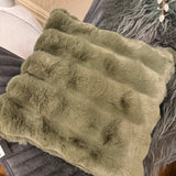 Malini Faux Soft Square Raffles Cushion - Sage