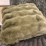 Malini Faux Soft Square Raffles Cushion - Sage
