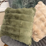 Malini Faux Soft Square Raffles Cushion - Beige