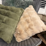 Malini Faux Soft Square Raffles Cushion - Sage