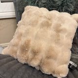 Malini Faux Soft Square Raffles Cushion - Beige