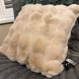 Malini Faux Soft Square Raffles Cushion - Beige