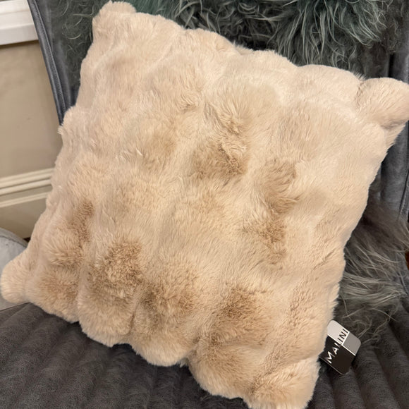 Malini Faux Soft Square Raffles Cushion - Beige