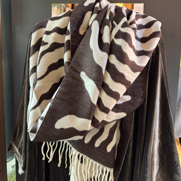 Tree Jacquard Doubleface Scarf - Chocolate Brown