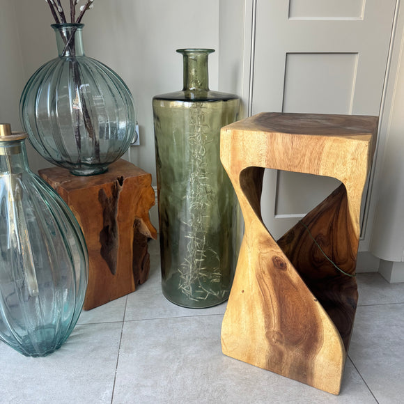 Teak Twist Side Square Table 60cm  *CLICK & COLLECT ONLY*